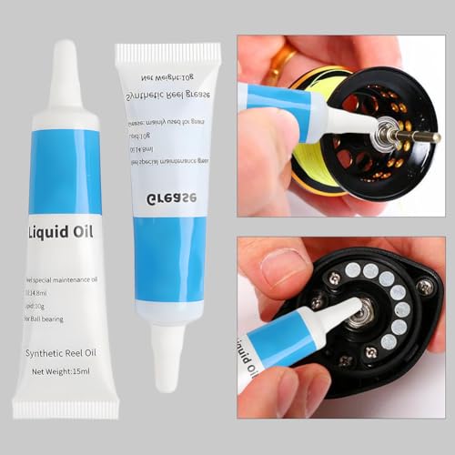 Fishing Reel Lubrication Kit, Maintenance Oil & Grease Set, Suitable for Spinning and Low - Profile Reels(White)
