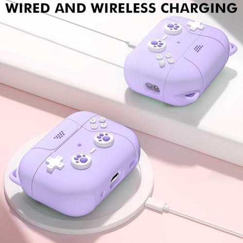 Image of Meyaar for AirPods Pro 3 Case 2025 Silicone Protective Cases for Apple AirPods Pro 3rd Generation Case for Women Men, for AirPod Pro 3 Cases Cover Accessories with Keychain (Game Console Purple)