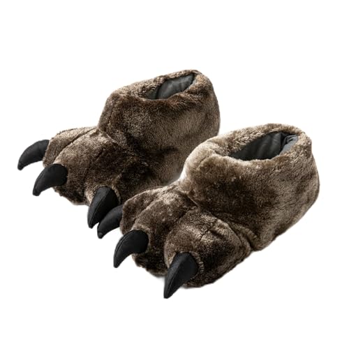 XDJZHENG Furry monster claw slippers winter warm slippers indoor mens and womens slippers (brown 4.5-12 Adult Women 9.5 Numeric Range US Footwear Size System 10 Medium)