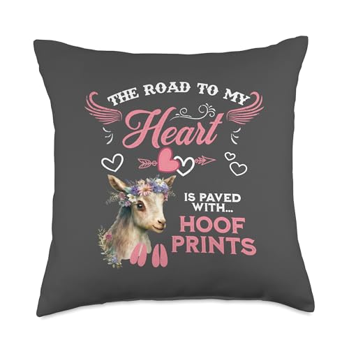 Nigerian Dwarf Goat Heart Throw Pillow with Hoof Prints