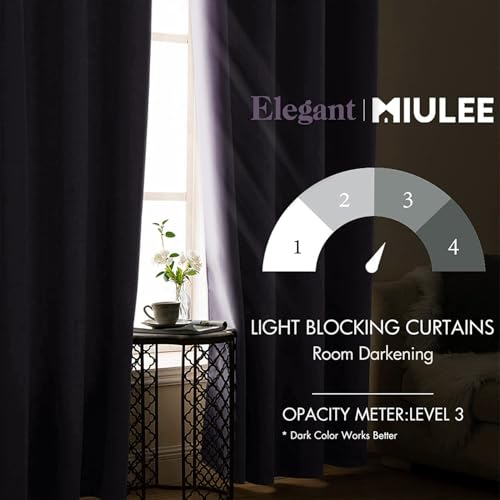 Image of MIULEE Lilac Blackout Bedroom Curtains Drapes 96 Inch Long 52 inchx96 inch | Grommet Top, Room Darkening Window Drapes, Privacy Protection, Thermal Insulated, Heat Blocking, Light Blocking