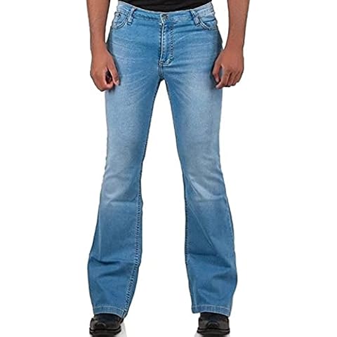 Men's Casual Retro Party 60s 70s Flares Stretch Fit Classic Trend Flares Disco Jeans Lightblue010 Cover