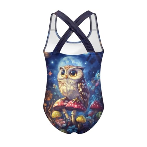 Image of WELLFLYHOM Girls' One Piece Swimsuit for Age 5-14 Cross Back Full Coverage Swimwear Sleeveless Bathing Suits