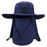 BROTOU Sun Cap Fishing Hats, UPF 50+ Wide Brim Outdoor Protection Hat, Sun Hat with Face & Neck Flap