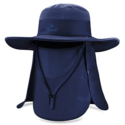 Brotou Sun Cap Fishing Hats, Upf 50+ Wide Brim Outdoor Protection Hat, Sun Hat With Face & Neck Flap Cover For Men And Women ​(Navy Blue) #TOP10