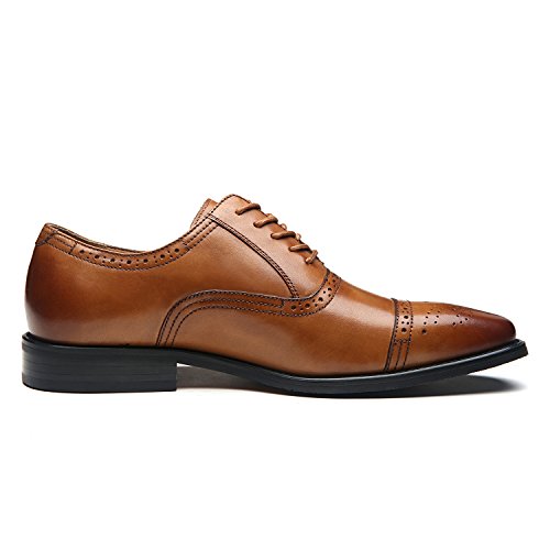 Image of Men's Cap Toe Lace up Oxford Dress Shoes Posh-1-tan