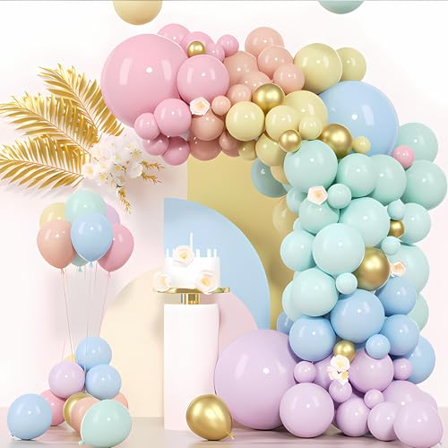 Kit arche ballons pastel 118 pièces menthe et or idéal pour cadeau mariage
