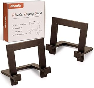 Aboofx 2 Packs Walnut Wood Display Stand Plate Holder Easels Picture Frame Stand for Card Pictures Photo Decorative Plates Artwork