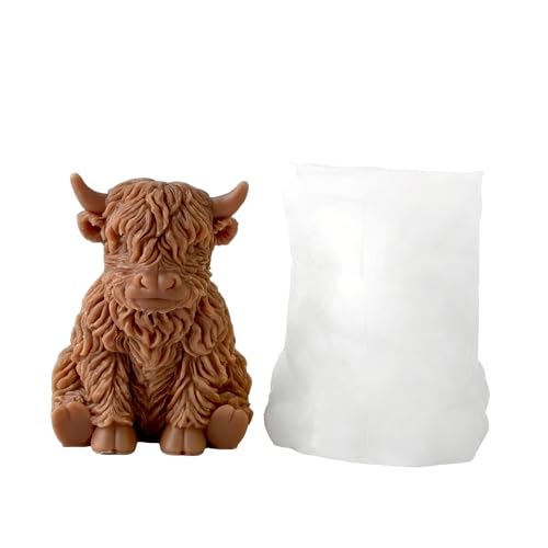 Molde para cubitos de hielo de v-aca de las tierras altas, linda bandeja de cubitos de hielo de silicona de v-aca de las tierras al-tas en 3D, molde para velas de vacas de l-as tier-ras altas