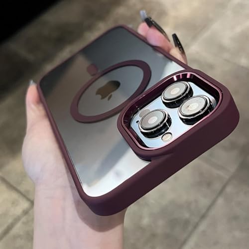 Coque magnétique iPhone 14 Plus antichoc rouge vin pour le quotidien
