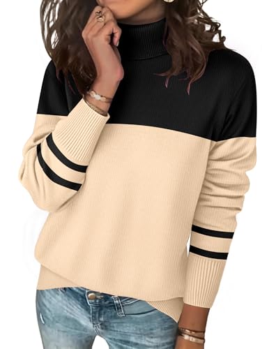 Zeagoo Women's Turtleneck Sweater Long Sleeve Spilt Hem Casual Knit Pullover Chunky Fall Winter Jumper Top 2026