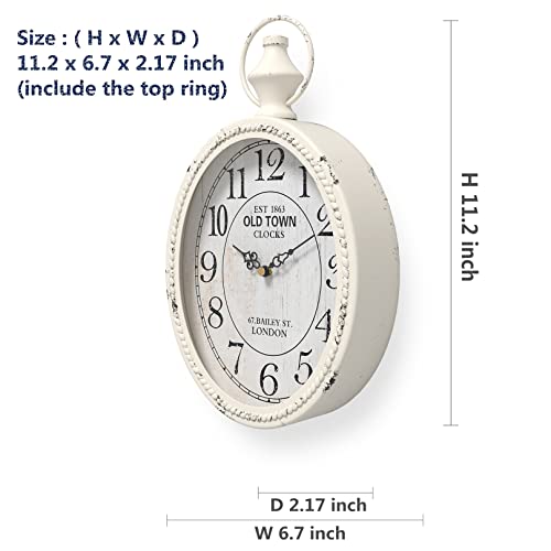 Menterry OVAL CLOCK WHITE Small Retro Oval Wall Clock, Antique Old Design, White Vintage Style, Battery Operated Silent Decor Wall Clocks For Kitchen,Bedroom,Farmhouse,Bathroom thumb #1