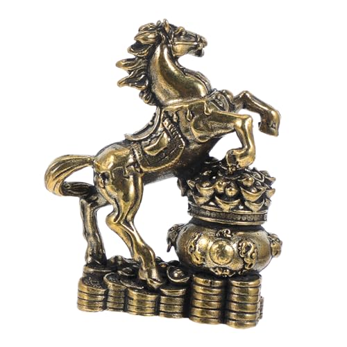 Healifty Figurine De Cheval Chinois en Laiton Statue du 2026 Année du Cheval Feng Shui Richesse Et Prospérité Décoration pour La Maison Ou Le Bureau