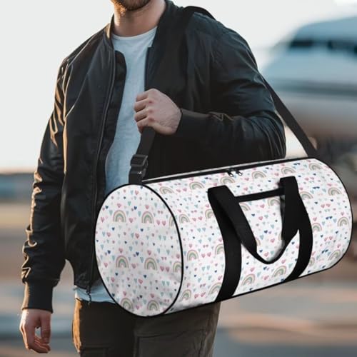 Boatee Rainbow Travel Bag for Teen Girls Gym Bag Cute Luggage Bag Large Duffel Bag Multi-Purpose Shoulder Purse Holdall Bags Carry on Bag Personal Item Travel Bag Toiletry Bags for Camp Heart White3