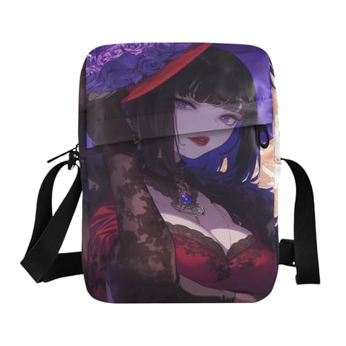 Lady Anime Red Mystery small messenger bag for women mens crossbody bag small Casual Everyday Purse Adjustable Strap for Casual Outdoor Daily