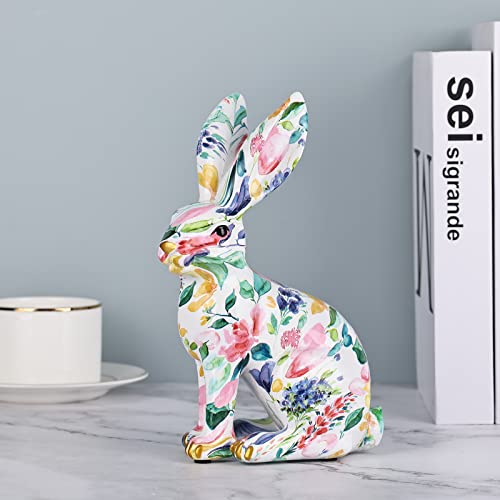 Easter Bunny Statue Creative Graffiti Rabbit Statue Resin Rabbit Figurines Modern Art Animal Collectible Figurines Zodiac Lucky Rabbit Sculpture For Home Office Shelf Desktop Decor Or Easter Gift #TOP3