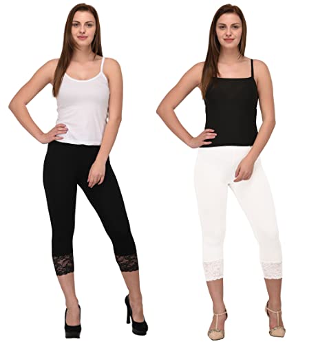 Image of ESPRESSO Women's Casual Relaxed Fit Cotton 3 /4th Capri Pants - Pack of 2