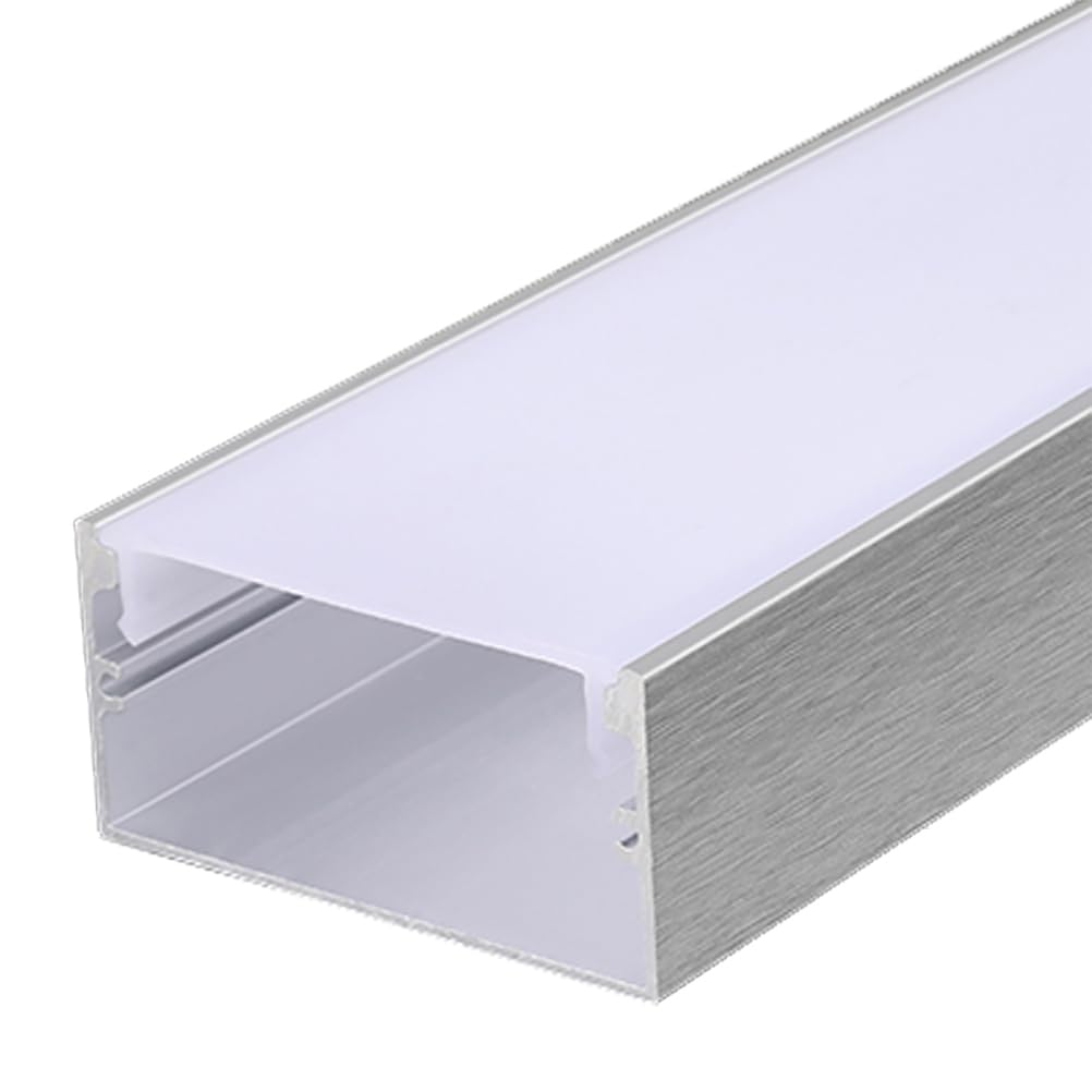 RISHORI 3.3ft/1 Meter U Shape LED Aluminum Channel System for LED Strip Light Installations,Borderless LED Diffuser Channel with Milky Cover,40mm*20mm borderless