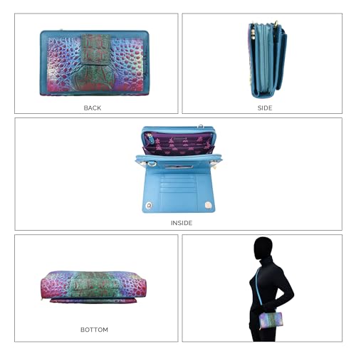 Image of Anuschka Women's Leather Wallet - Hand-Painted Genuine Leather Wallet with RFID Protection - 1149, Croc Embossed Daydream