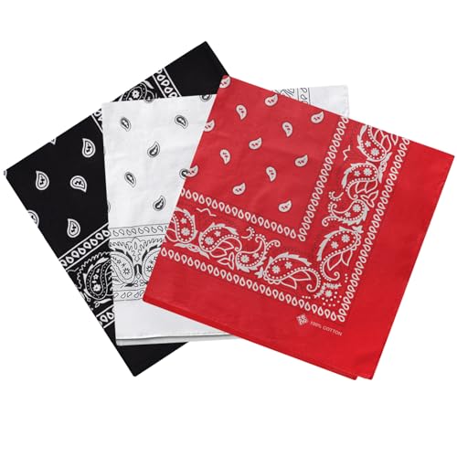 ZENO 3 Pack Bandana – 100% Baumwolle & Natürliche Fasern –...