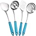Zestawy narzędzi do gotowania 4/6 Sztuk Zestaw Naczyń Ze Stali Nierdzewnej Kuchnia Łopata Turner Zupa Łyżka Makaron Silnik Silnik Narzędzia Narzędzia Naczynia Kuchenne LCCDSD. (Color : 4pcs blue)