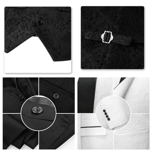 Men Suits Solid Jacket Jacquard Suits for Men Breathable Solid Jacket Wedding Guest 3 Piece Blazer Vest Pants4