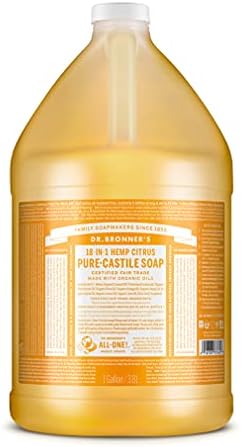 Dr. Bronner’s - Pure-Castile Liquid Soap (Citrus, 1 Gallon) - Made with Organic Oils, 18-in-1 Uses: Face, Body, Hair, Laundry, Pets and Dishes, Concentrated, Vegan, Non-GMO