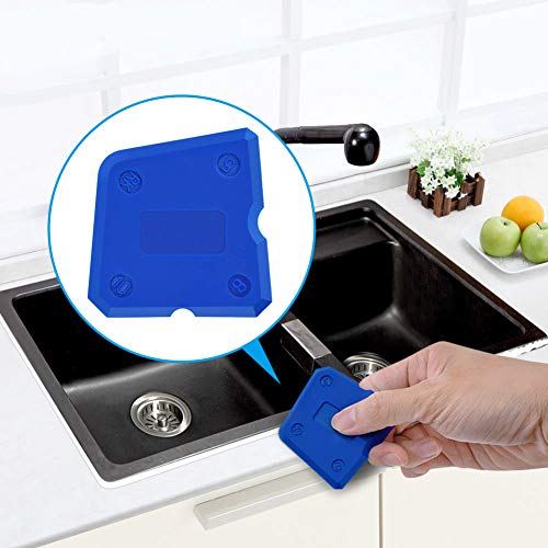 XCOZU 4-Piece Portable Blue Silicone Caulking Kit - Multi-Edge Sealant Applicator Tool Smoother Mastic Tool for Kitchens, Bathrooms