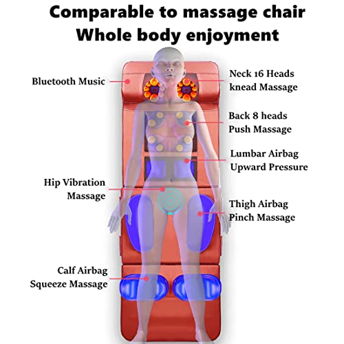 JODAIS Full Body Massage Mat with Heat, Portable Massage Chair, Foldable Massage Mat, Vibrating Full Back Massager with Neck Massage Pillow, Back Massage Chair Pad, 176.5X61cm