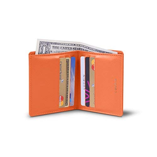 Lucrin - Portafoglio compatto per gli uomini - Arancione - Pelle Liscia
