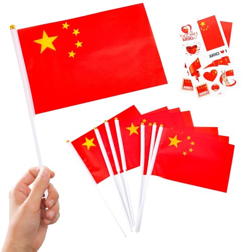 10 pièces petits drapeaux sur bâtons et 2 pièces tatouages, mini drapeaux de Chine pour les Jeux Oly 2024, événements sportifs de football, décorations de fête du Jour national