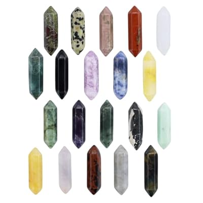 Juego de 20 piedras de cristal curativo, hexagonales para meditación Reiki, piedras preciosas de chakra, piedras preciosas naturales, varita mágica, juego de piedras | Ya disponible en tu tienda friki favorita! En mundofriki.es!