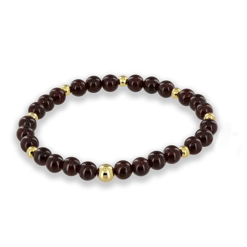 Bracelet grenat 6mm en pierres naturelles rondes et extensibles pour hommes et femmes