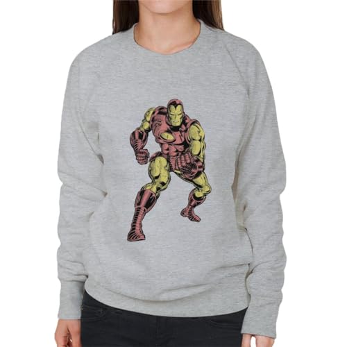 All+Every Marvel Iron Man Clenched Fists Pose Women's Sweatshirt Heather Grey