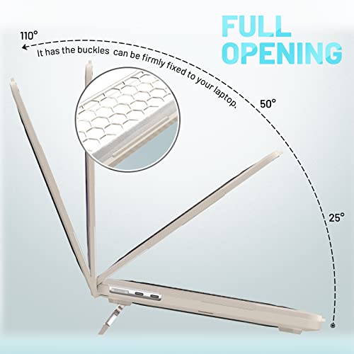 Image of ProElite Case for MacBook Air 13.6 inch 2022 2023 2024 2025 Release M5 /M4 /M3 A3113 M2 A2681 with Touch ID,Heavy Duty Honeycomb Hard Shell with Slim TPU Bumper and Fold Kickstand, Stone