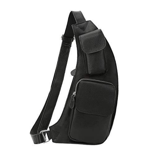 Leathario Bolso Hombro Bandolera Piel Pequeña para Hombres Mochila de Pecho Cruzado
