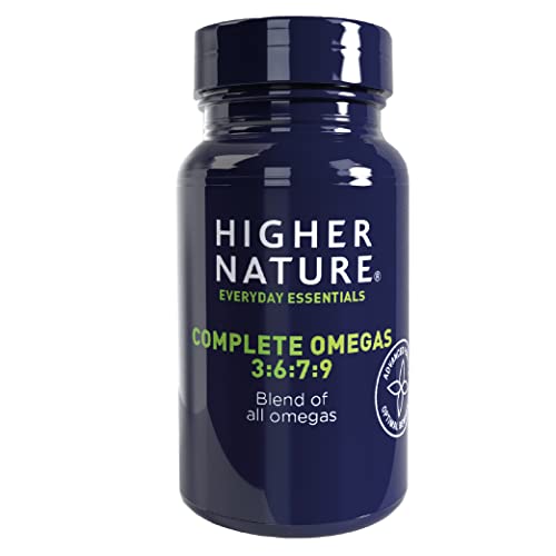 Higher Nature - Complete Omegas 3:6:7:9 - Fish Oils - Supports Vision, Brain Function & Cardiovascular Health - 90 Capsules