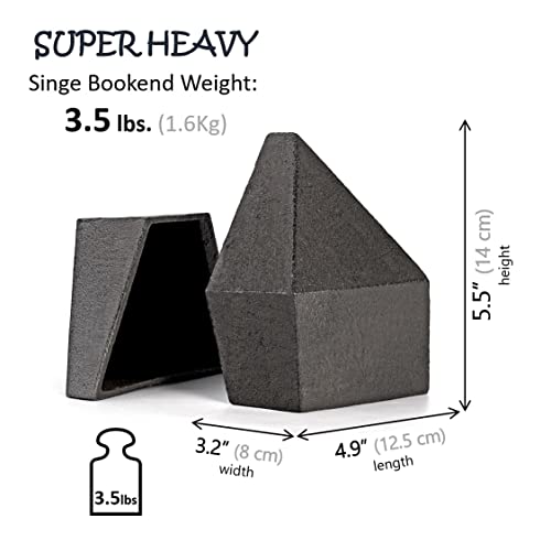 Decorative Bookends, Heavy Duty Cast Iron, Art Shelf Decor, Geometry Abstract Theme (Black) by Ambipolar