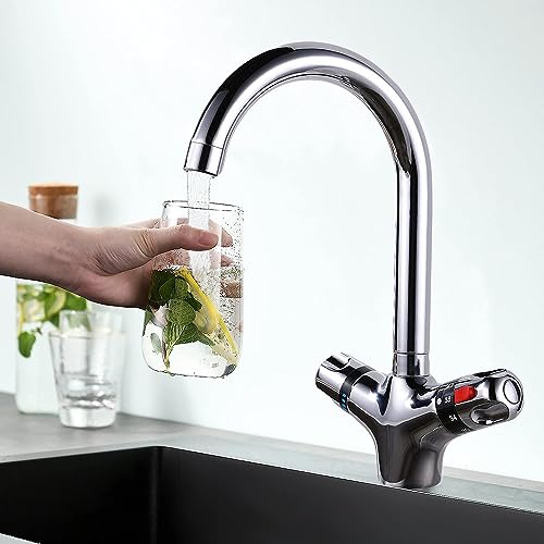 Amazon brand-chicstyleme Robinet thermostatique pour évier de cuisine Hauteur d'écoulement 230 mm Robinet de cuisine avec thermostat Mitigeur thermostatique en laiton Robinet haut pour évier de