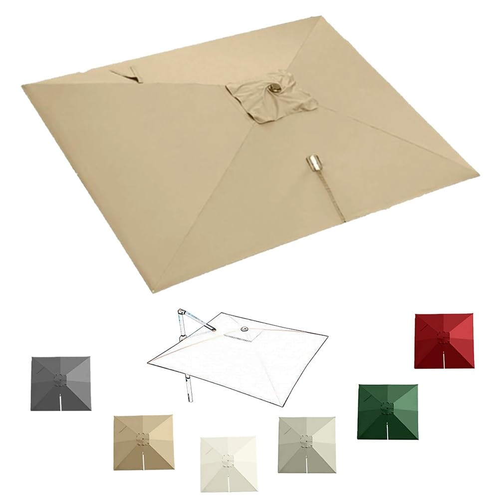 LRZPTDYU This 8x8ft Cantilever Umbrella Replacement Canopy Fade Resistant Square Patio Top Cover for Offset Umbrellas 2.5x2.5m Fabric 8 Ribs