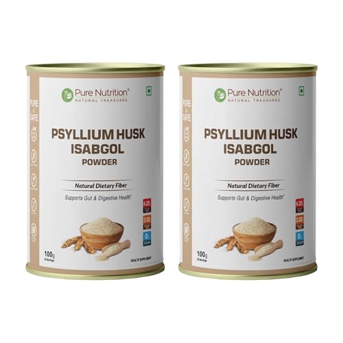 Image of Pure Nutrition Psylliym Husk Isabgol Powder, 200g (100g x2) | Health Supplement 20 servings | Supports Gut & Digestive Health | Relieves Constipation & Bloating | Gluten-free, lactose-free and No Added Sugar