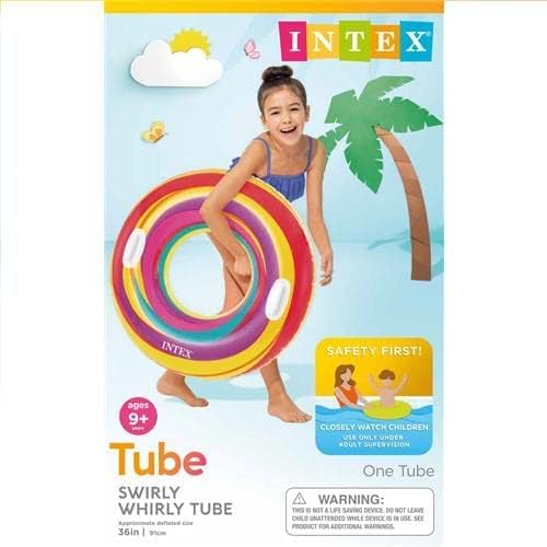 Image of Swirly Whirly 36IN Inflatable Swimming Rings for Summer Fun |Swim Tube for Kids 9+| Round Pool Float for Beach Party, Lake for Adult| Water Safety Floater with 2 Handles- Pack of 1