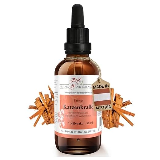 Katzenkralle Tinktur 50ml, (Uncaria tomentosa), 1:4 Extrakt, Premium Qualität, Hergestellt in Österreich, Vegan
