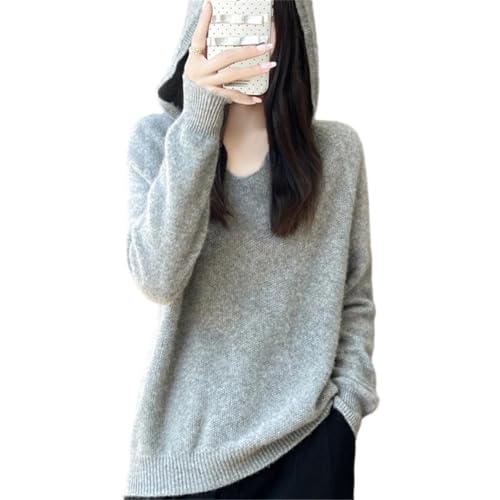 Pull à capuche en laine épaisse vêtement hiver manches longues femme