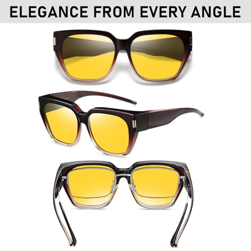 Image of HAOLOTA Night Vision Driving Glasses Fit Over Glasses