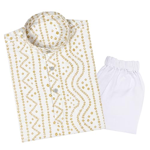 Image of TinySteps Traditional Bandhani Print Kids Festive Ethnic Wear Boys Cotton Kurta Pajama Set