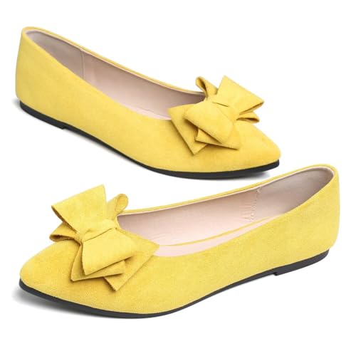 Hee grand Bow-Knot Ballet Flats for Women Pointed Toe Bowtie Dressy Shoes Light Weight Slip On Loafers Comfortable Work Shoes2