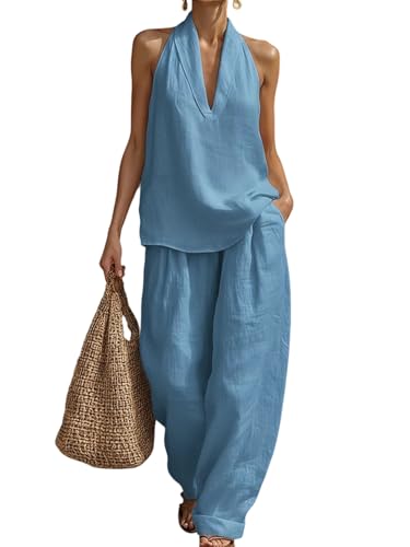 RANTAR Women's 2 Piece Set Summer – Sleeveless Halter Neck
