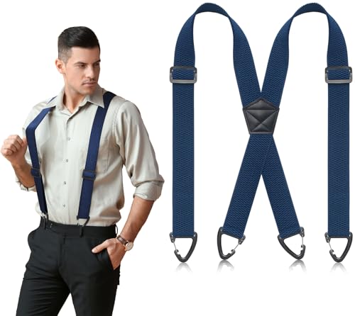 Image of SUNEZLGO Suspenders for Men Heavy Duty, X Back Hidden Suspender 1.5 inch Under Clothing, Adjustable Work Suspenders for Men Women