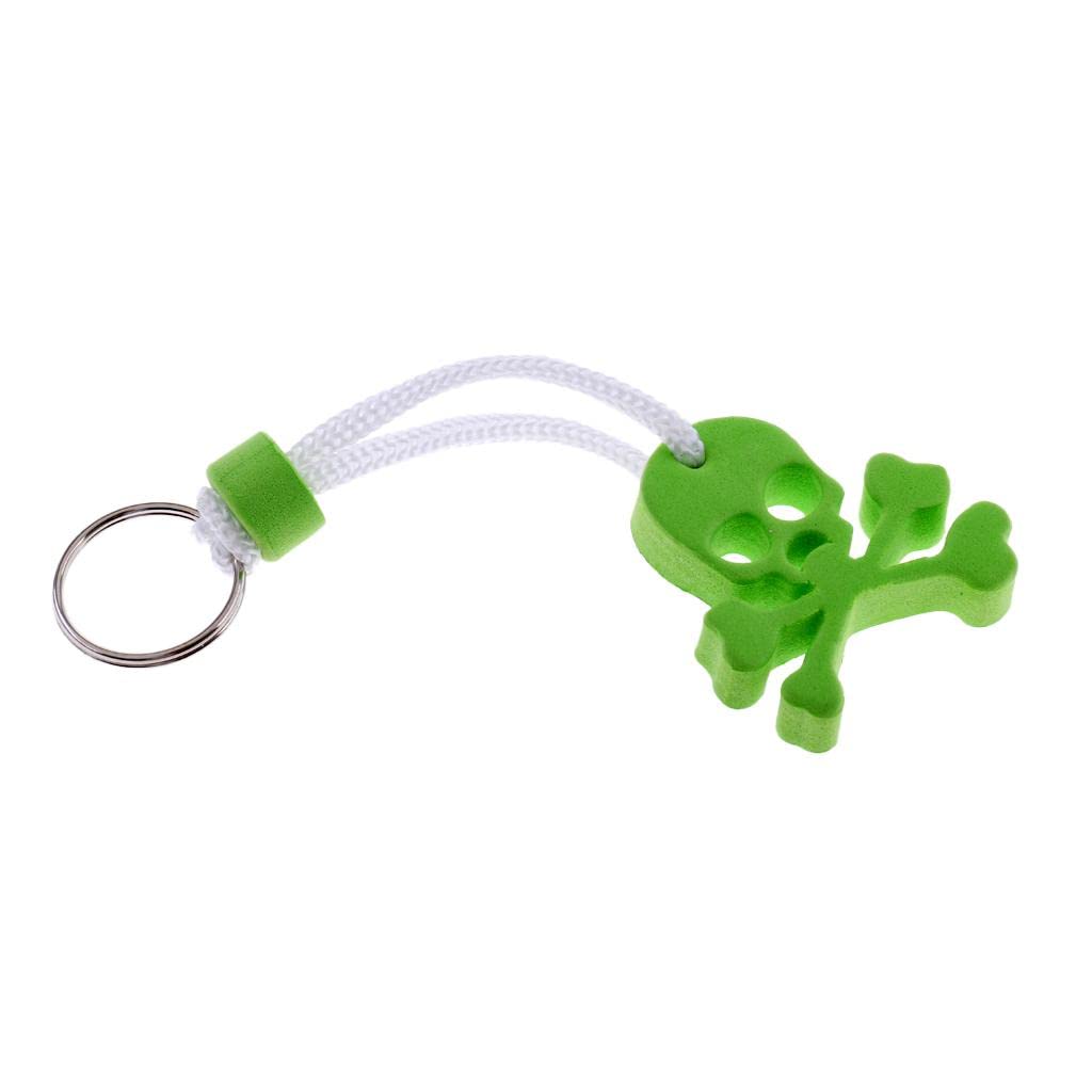 CALANDIS® Green EVA Skull Skeleton Shaped Floating Key Ring Marine Boat Yachting Sailing Key Chain Keyring Keychain Buoy Key Float